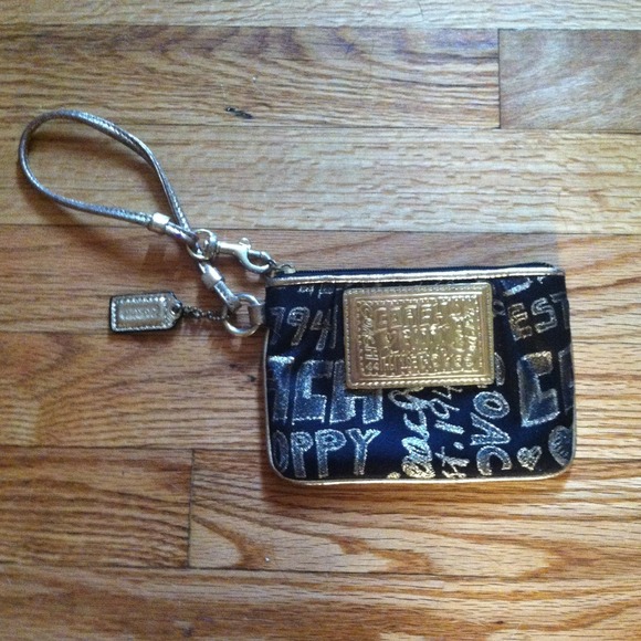 Reserved! Black and Gold Coach Poppy Wristlet