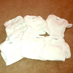 6 Carter's Newborn Plain White Onesies