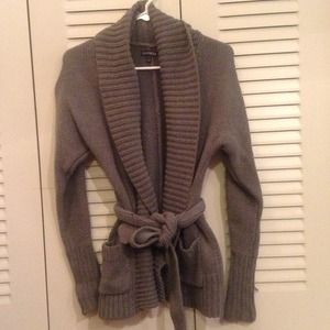 Gray Express sweater with belt