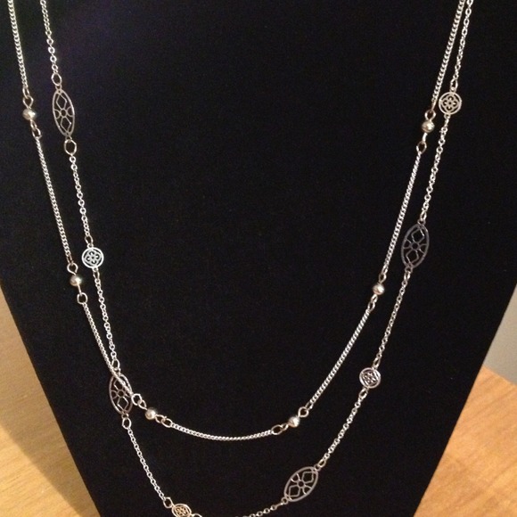 Long silver necklace