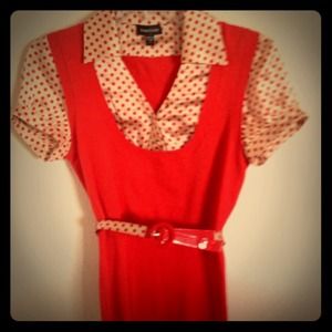Bebe polka-dot belted blouse
