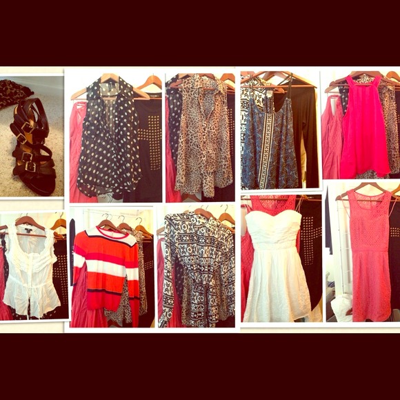Hi-lo tops, dresses, boots, flats, cardigan, heels