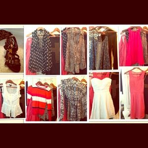 Hi-lo tops, dresses, boots, flats, cardigan, heels