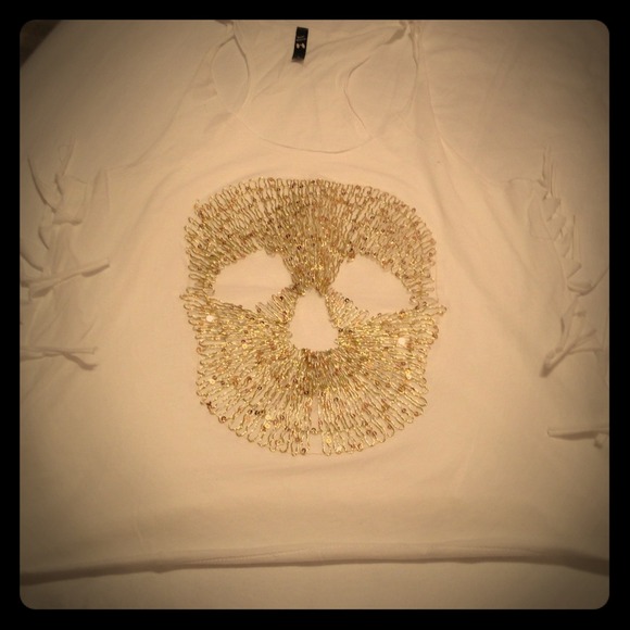 White & Gold Skull Tank Top 💀