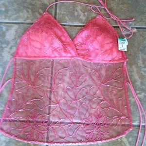 SUPER CUTE HALTER WITH STRING TIE BACK