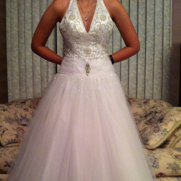White prom gown.
