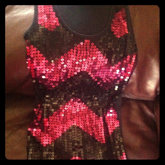 Express, sequin, tank top, pink, and black