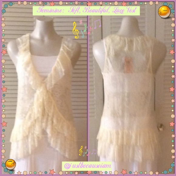 David by David Kahn Ruffle Lace Vest - 100% Nylon - Picture 1 of 4