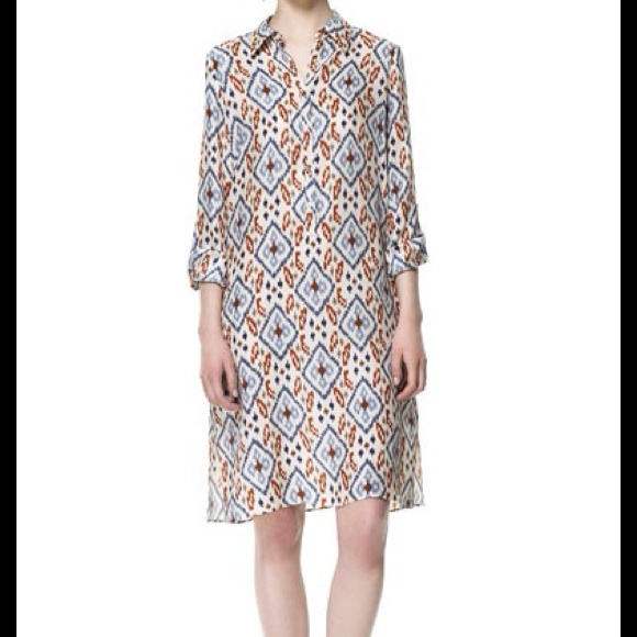👗 ZARA Printed shirt dress size S 👗