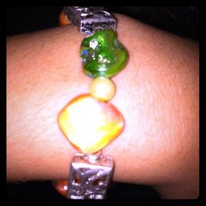 Coral and sea green bracelet.
