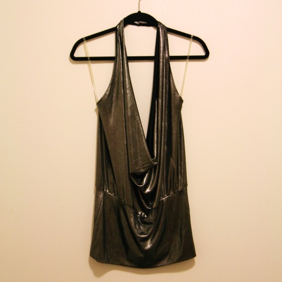 ⬇REDUCED⬇ Metallic Halter Party Dress - Picture 1 of 3