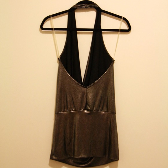 ⬇REDUCED⬇ Metallic Halter Party Dress - Picture 2 of 3