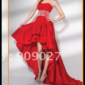 Red high-low prom dress