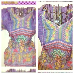 ⬇️💜Purple sheer print sexy top💜