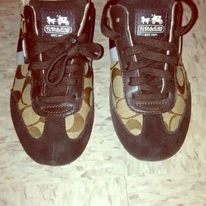 Brown suede coach sneakers