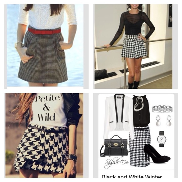 Brown/White Checkered Pleated Skirt - Picture 3 of 6