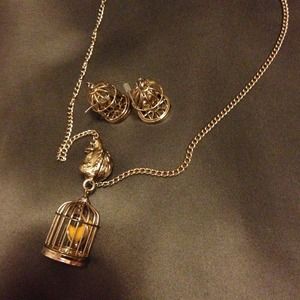 Birdcage necklace and earrings.