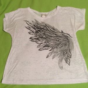 ❌❌Sold❌❌White Semi Sheer Wing Tee