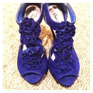 Navy blue heels with floral strap