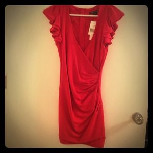 French Connection Ruffle Sleeve Red Dress size 4