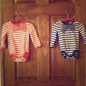Bows and stripes long sleeved bodysuits