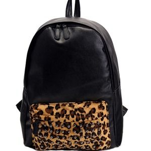 Studded Leopard Backpack