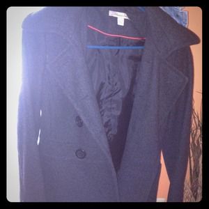 Black peacoat with detachable hood