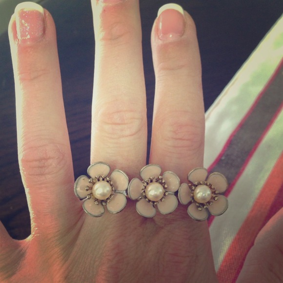 Gold and pink rose double ring