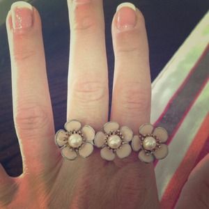 Gold and pink rose double ring