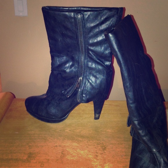 Black high heel boots
