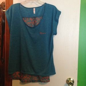 Blue top that's sheer in the back