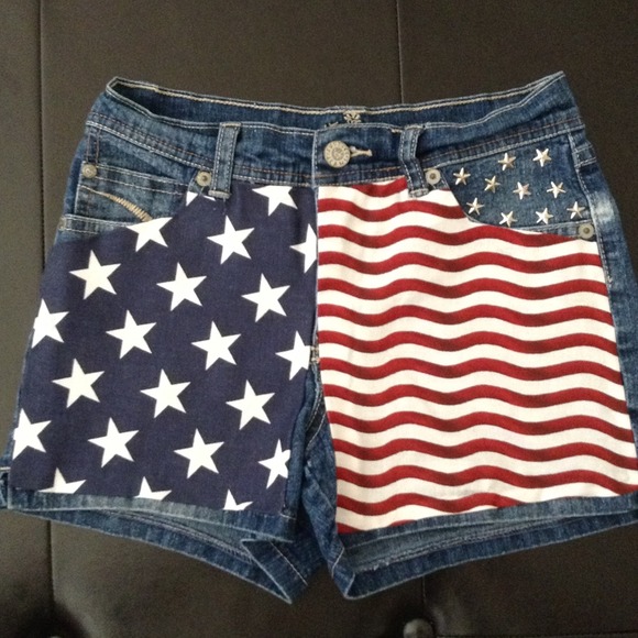 Girls American Flag Shorts w/ studs