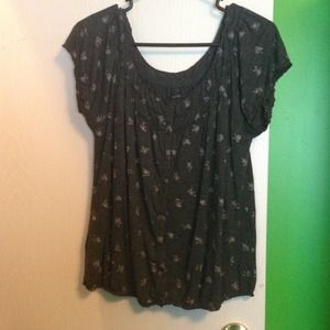 Dark grey top with light grey flowers