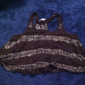 sparkle and black lace tank
