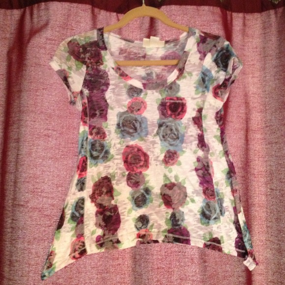 Burnout rose-print tee