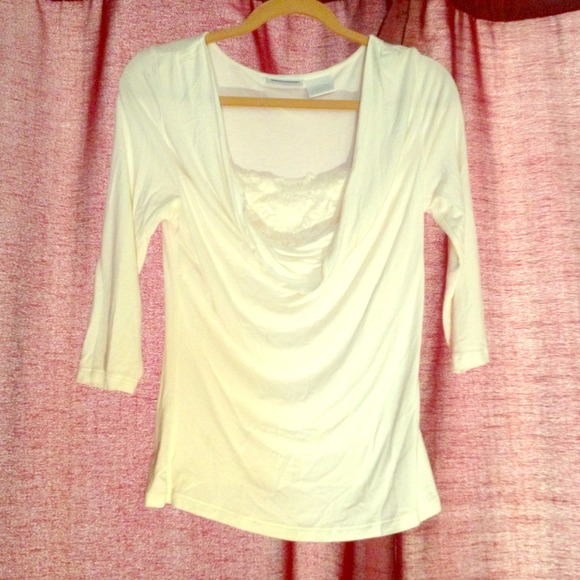 Creme top with lace layer