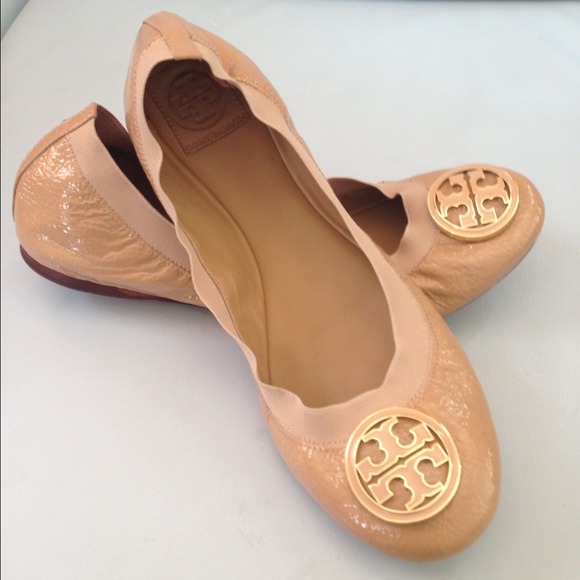 beige tory burch flats