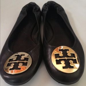 Tory Burch Black Leather 'Reva' Flats🎈NOT NEG!🎈