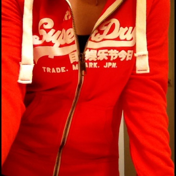 Melon/orange/red SuperDry zip sweatshirt!
