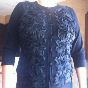 Black floral detailed cardigan perfect for winter