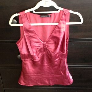 Fitted raspberry silk cami