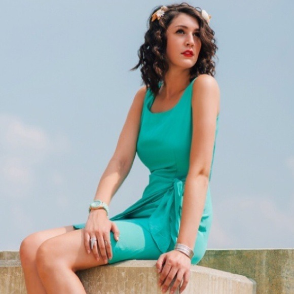 Teal Silk Wrap Dress & White Chiffon Tank Bundle