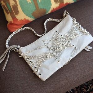 Grey purse with silver chains