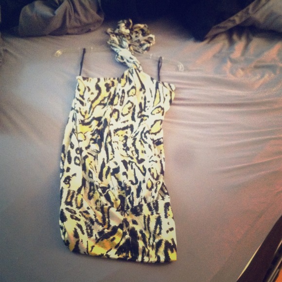 Yellow cheetah halter top