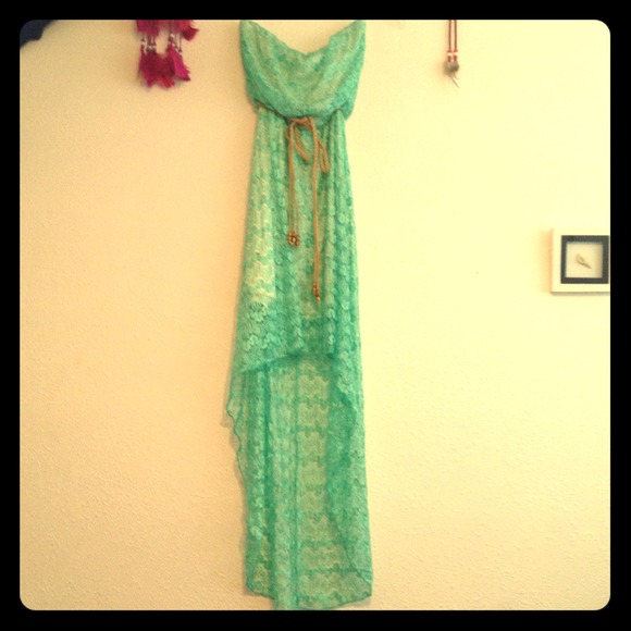REDUCED Hi-Lo mint green lace crochet dress