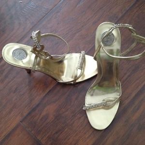 Gold Metallic sandal heels