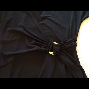 Classic Black Faux-Wrap Dress