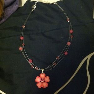 Pink flower necklace