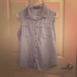 Studded Collar, Jean Vest