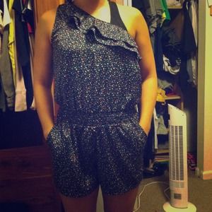 Floral one shoulder jump suit